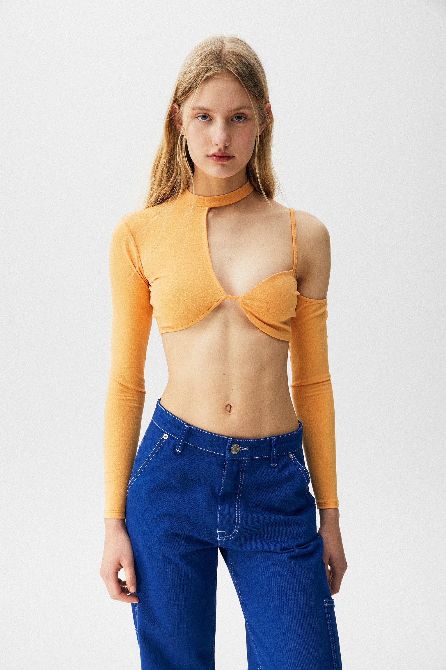 Asymmetric Long Sleeve Top With High Neck 1 Asymmetric Long Sleeve Top With High Neck